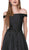 Nox Anabel - C007 Sleek Off Shoulder Mikado A-Line Gown In Black