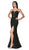 Cinderella Divine - J769 Lace Up Mermaid Dress With Slit In Black
