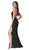 Cinderella Divine - J769 Lace Up Mermaid Dress With Slit In Black