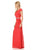 Lenovia - 5157 Cap Sleeve Draped Lace Long Sheath Dress In Red