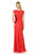 Lenovia - 5157 Cap Sleeve Draped Lace Long Sheath Dress In Red