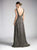 Cinderella Divine - 8276 Plunging V-Neck Ruched A-Line Gown In Black and Gold
