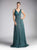 Cinderella Divine - 8276 Plunging V-Neck Ruched A-Line Gown In Green