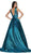 Cinderella Divine - ML930 Metallic Plunging V-Neck Ballgown In Blue