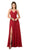 Nox Anabel - R275 Plunging V-neck A-line Dress With Slit In Red
