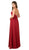 Nox Anabel - R275 Plunging V-neck A-line Dress With Slit In Red