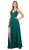 Nox Anabel - R275 Plunging V-neck A-line Dress With Slit In Green