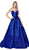 Cinderella Divine - CB0033 Plunging Bodice Corset Glitter Ballgown In Blue