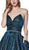 Cinderella Divine - CE0018 Strapless Draping Slit Glitter Gown In Blue