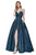 Cinderella Divine - CE0018 Strapless Draping Slit Glitter Gown In Blue