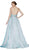 Cinderella Divine - CE0018 Strapless Draping Slit Glitter Gown In Blue