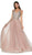 Cinderella Divine - KV1041 Plunging Bejeweled Bodice Tulle Gown In Pink