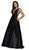 Nox Anabel - M130 V Neck Triple Waistband Sleeveless Satin Gown In Black