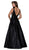 Nox Anabel - M130 V Neck Triple Waistband Sleeveless Satin Gown In Black