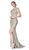 Cinderella Divine - KC876 Sexy Metallic Glitter Gown with Slit In Gold