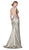 Cinderella Divine - KC876 Sexy Metallic Glitter Gown with Slit In Gold