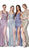 Cinderella Divine - KC876 Sexy Metallic Glitter Gown with Slit In Silver and Purple