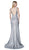 Cinderella Divine - KC876 Sexy Metallic Glitter Gown with Slit In Silver