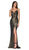 Cinderella Divine - CR825 Metallic Wrap-Style High Slit Gown In Brown