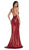 Cinderella Divine - CR825 Metallic Wrap-Style High Slit Gown In Red