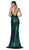 Cinderella Divine - CR825 Metallic Wrap-Style High Slit Gown In Green