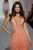 Sherri Hill - 52884 Embroidered Deep V-neck Layered Ruffled Dress In Orange