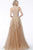 Jovani - 53033 Beaded Appliques High Halter Dress In Gold