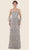 Rina Di Montella - RD2624 Embroidered Strapless Fitted Evening Gown in Silver