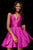 Sherri Hill - 52179 Illusion Deep V Bodice Satin Short A-Line Dress In Pink