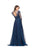 Marsoni by Colors Quarter Sleeve Illusion Bateau Beaded Lace Gown