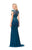 Marsoni by Colors - M104 Beaded Cap Sleeve Illusion Gown in Blue and Green