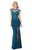 Marsoni by Colors - M104 Beaded Cap Sleeve Illusion Gown in Blue and Green