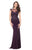 Marsoni by Colors - M104 Beaded Cap Sleeve Illusion Gown in Purple