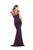 Marsoni by Colors - M104 Beaded Cap Sleeve Illusion Gown in Purple