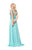 Marsoni by Colors - M106 Illusion Bateau A-line Dress In Blue