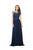 Marsoni by Colors - M107 Embroidered Illusion Silk Gown in Blue