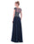 Marsoni by Colors - M108 Beaded Illusion Chiffon Long Dress in Blue