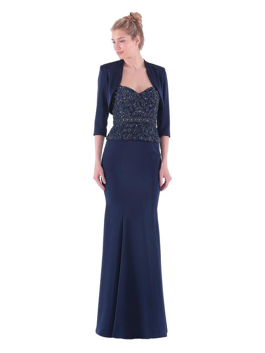 Marsoni by Colors - M110 Embellished Sweetheart Dress with Bolero in Navy