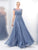 Colors Dress - Romantic Lace Illusion Evening Gown M116 in Blue