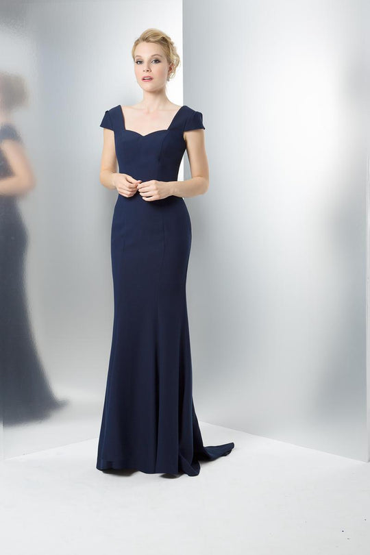 Long Sweetheart Dress with Cap Sleeves M130