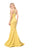 Marsoni by Colors - M136 Crepe V-neck Mermaid Dress in Yellow