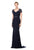 Marsoni by Colors - M153 Ornate Spliced Mermaid Gown in Blue