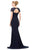 Marsoni by Colors - M153 Ornate Spliced Mermaid Gown in Blue