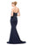 Marsoni by Colors - M154 Strapless Beaded Trumpet Gown with Jacket in Blue
