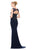 Marsoni by Colors - M155 Beaded Baroque Illusion Gown in Blue