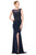 Marsoni by Colors - M155 Beaded Baroque Illusion Gown in Blue