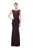 Marsoni by Colors - M163 Beaded Lace Cap Sleeves Long Dress in Purple
