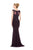 Marsoni by Colors - M163 Beaded Lace Cap Sleeves Long Dress in Purple