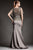 Park 108 - M166 Beaded Peplum Trumpet Evening Gown in Gray