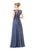 Marsoni by Colors - M166 Beaded Cap Sleeves A Line Long Dress in Blue